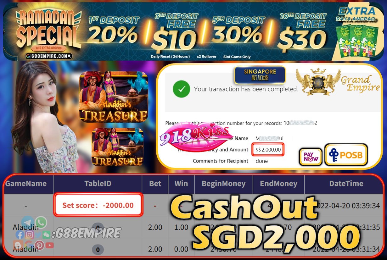 918KISS - ALADDIN CASHOUT SGD2000 !!!