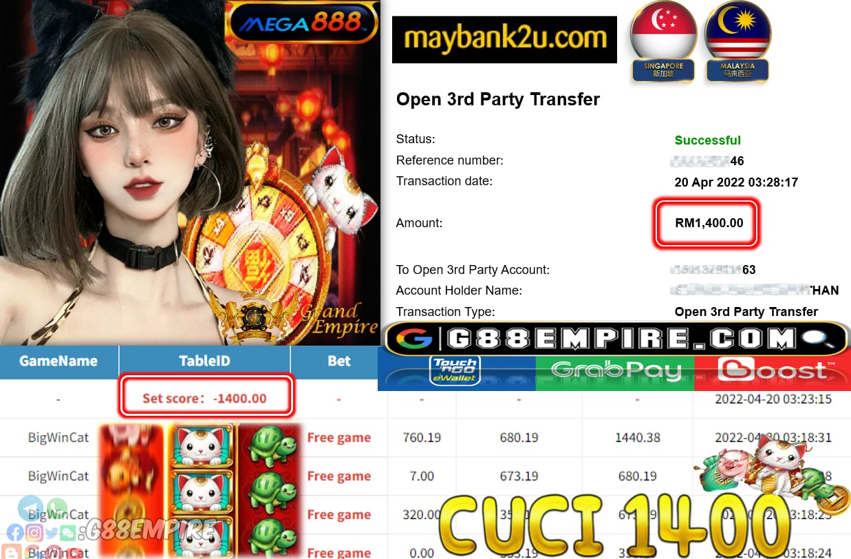 MEGA888 - BIGWINCAT CUCI RM1,400 !!!