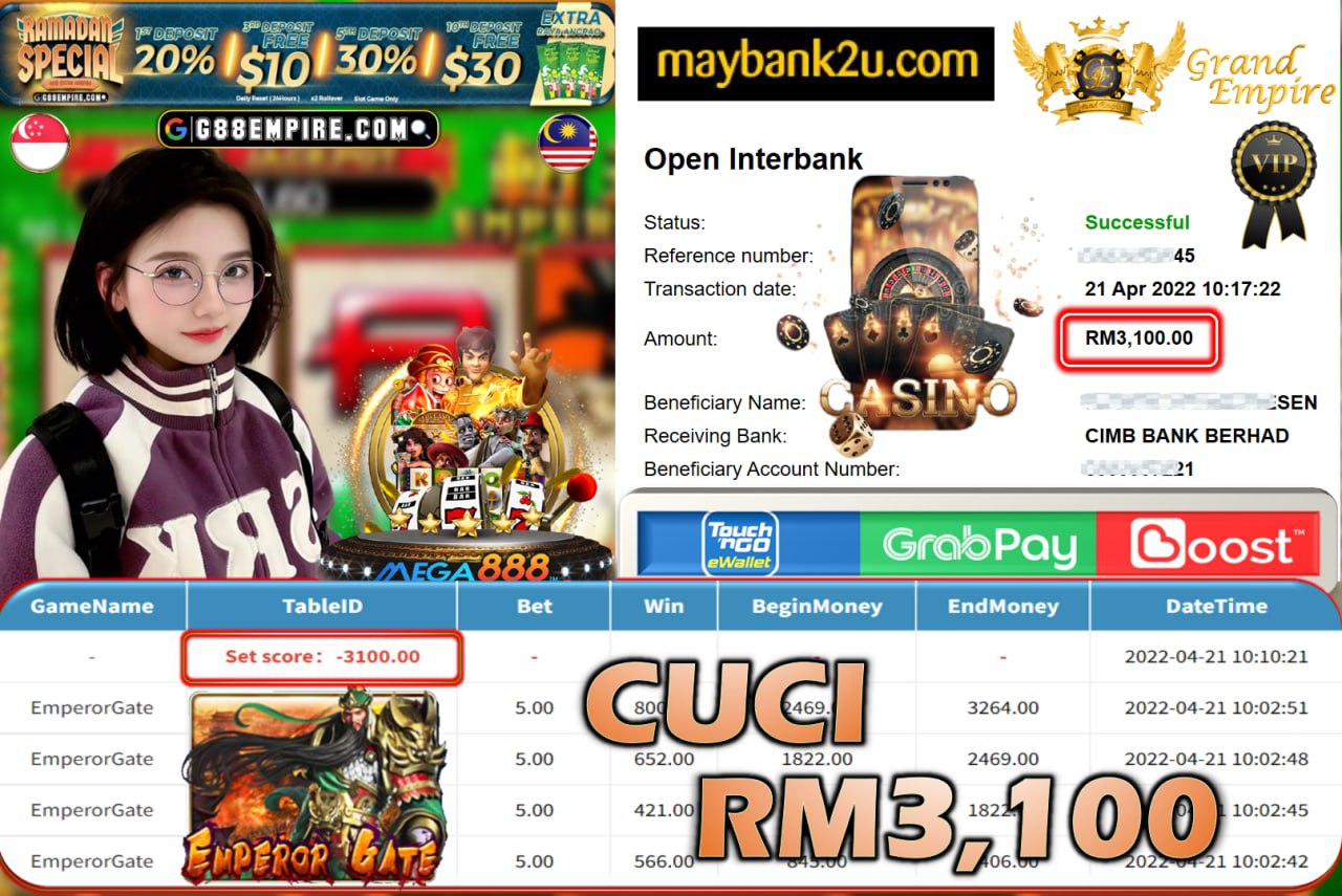 MEGA888 - EMPERORGATE CUCI RM3,100 !!!