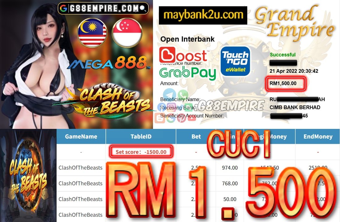 MEGA888 - CLASHOFTHEBEASTS - CUCI RM1.500 !!!!