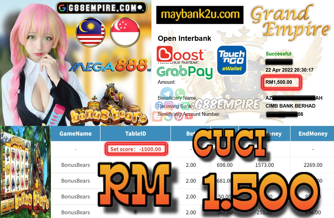 MEGA888 - BONUSBEARS - CUCI RM 1.500 !!!!!