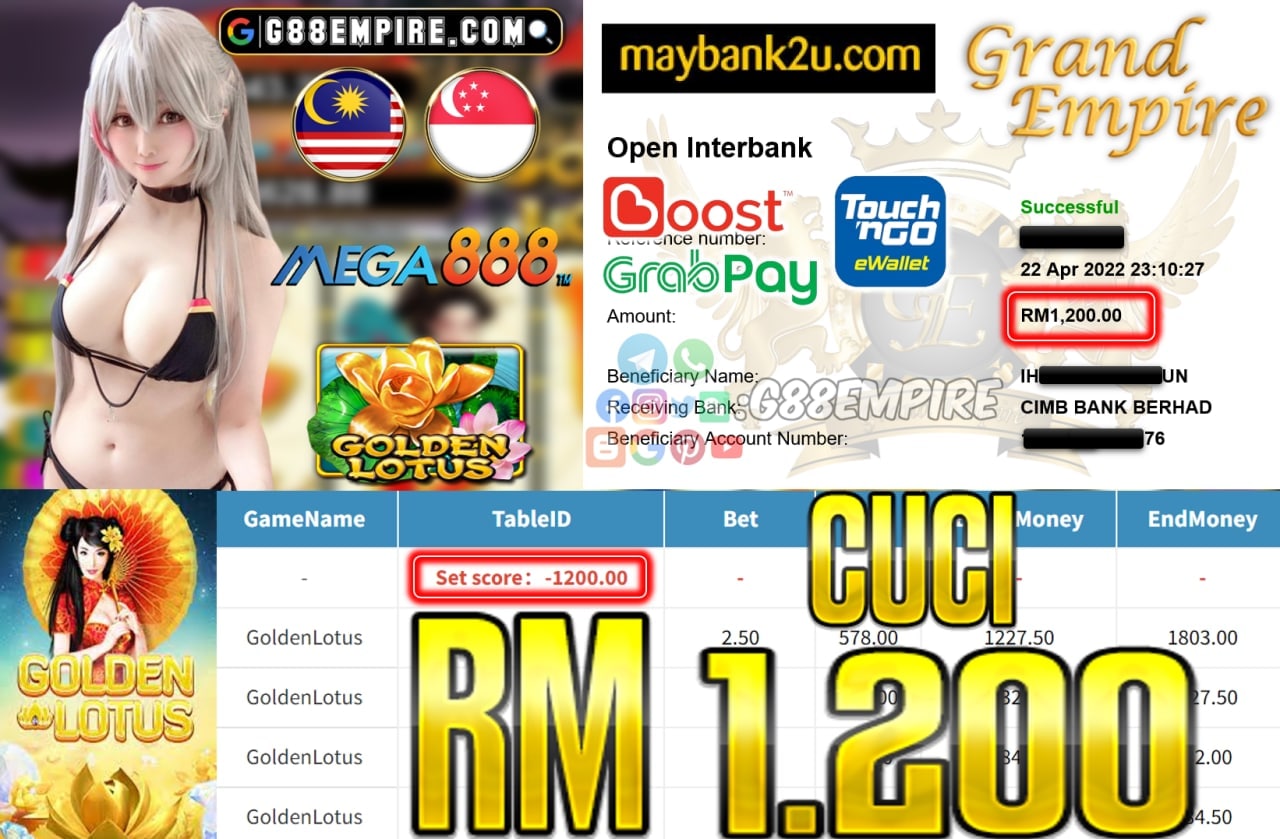 MEGA888 - GOLDENLOTUS - CUCI RM1200 !!