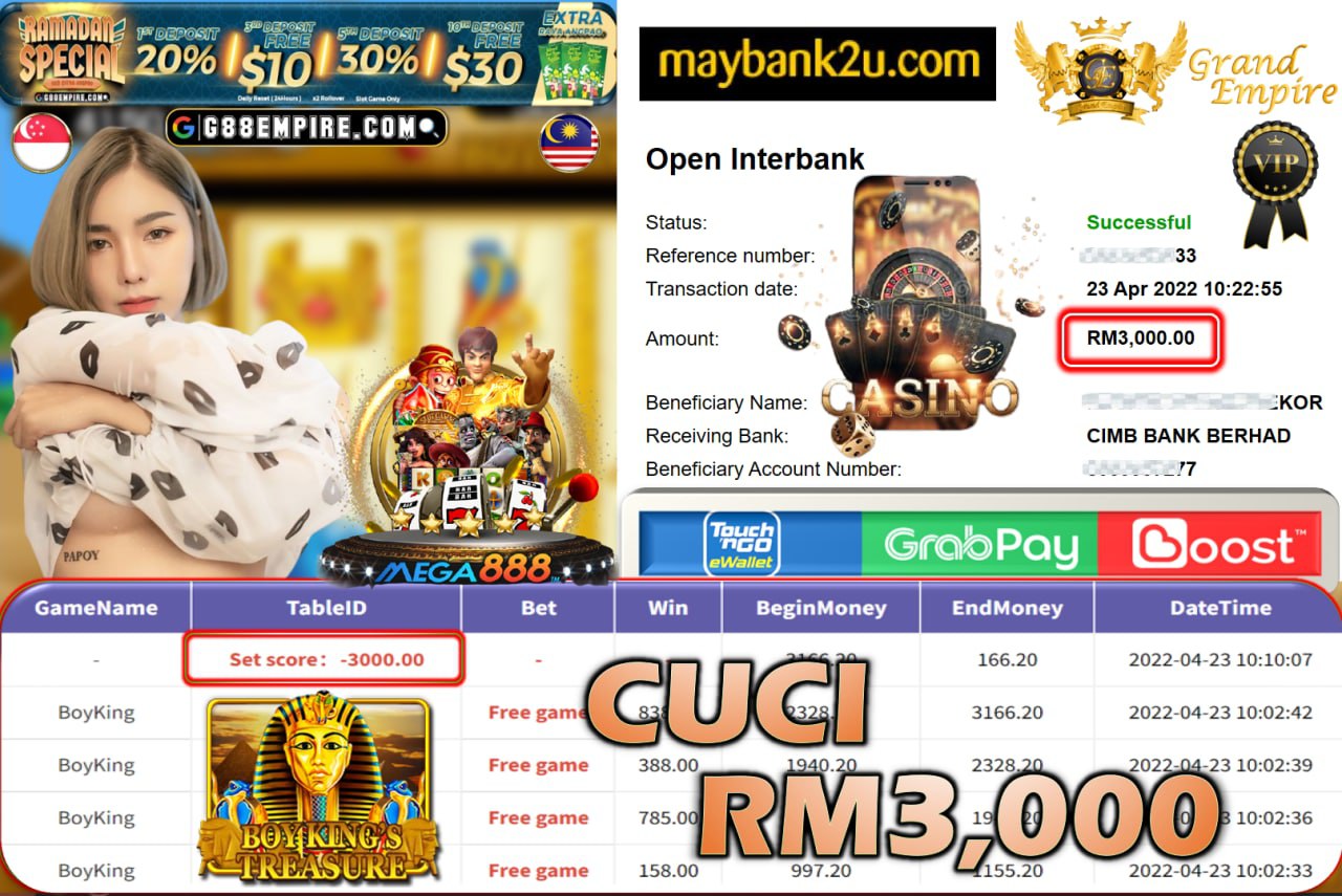 MEGA888 - BOYKING CUCI RM3,000 !!!