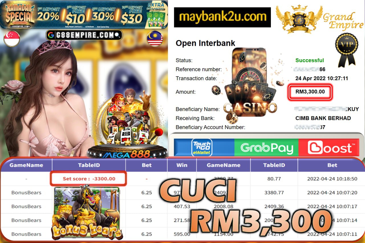 MEGA888 - BONUSBEARS CUCI RM3,300 !!!