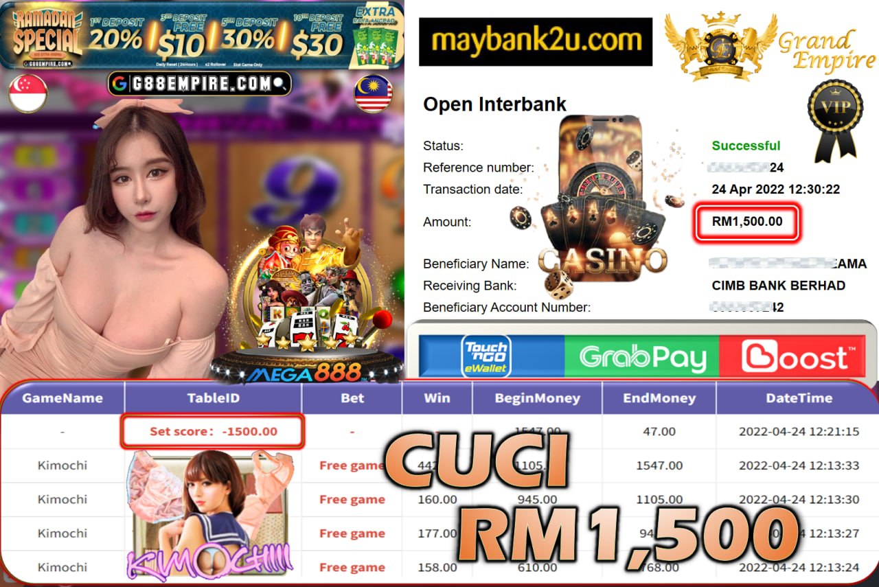 MEGA888 - KIMOCHI CUCI RM1,500 !!!