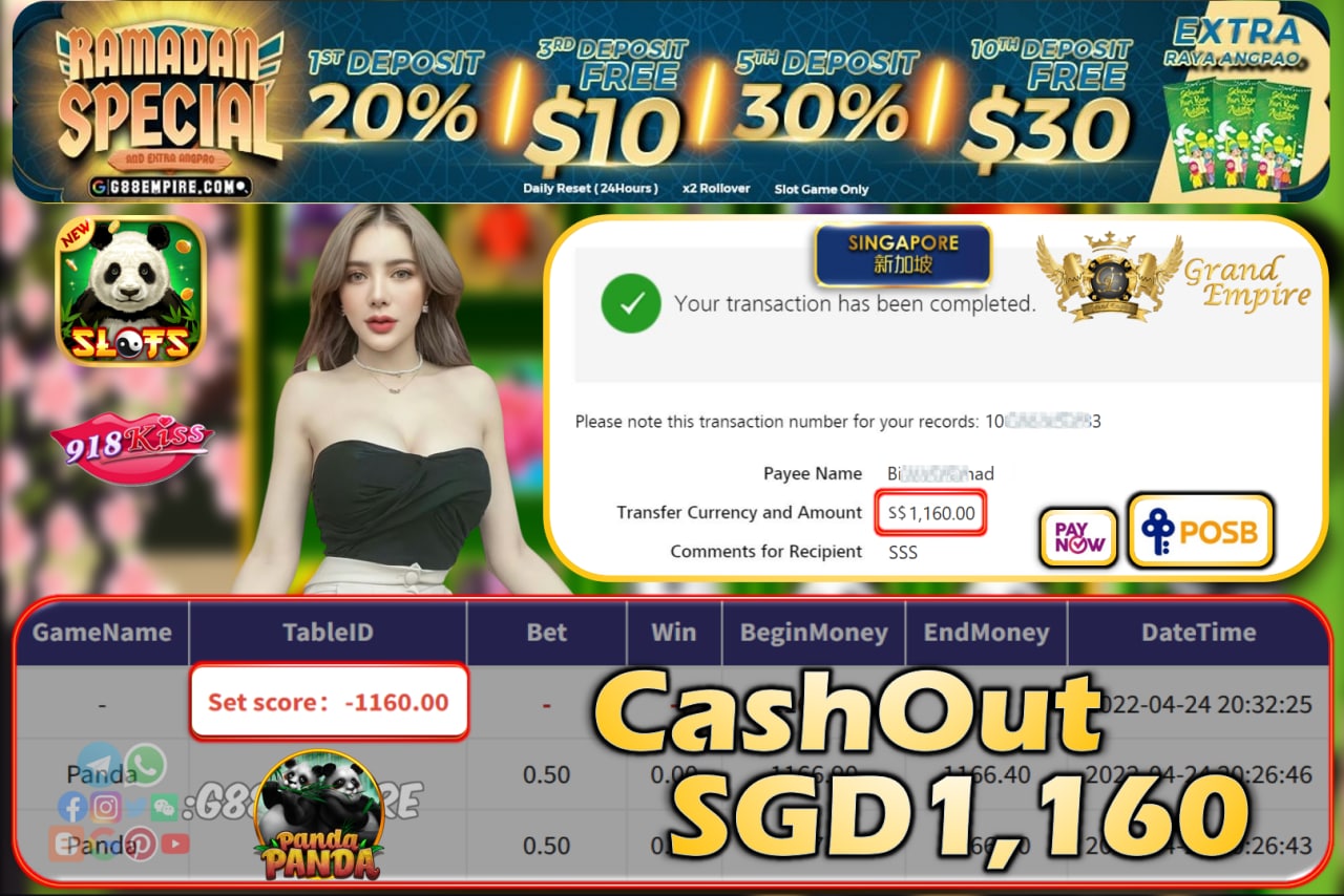 918KISS - PANDA CASHOUT SG1160!!!