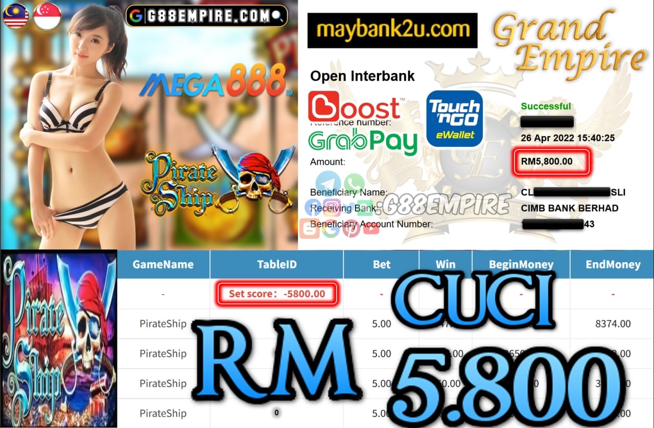 MEGA888 - PIRATESHIP - CUCI RM5.800 !!!