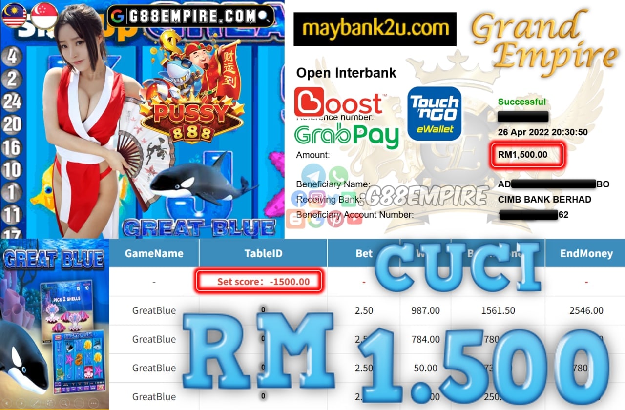 PUSSY888 - GREATBLUE - CUCI RM1.500 !!!!