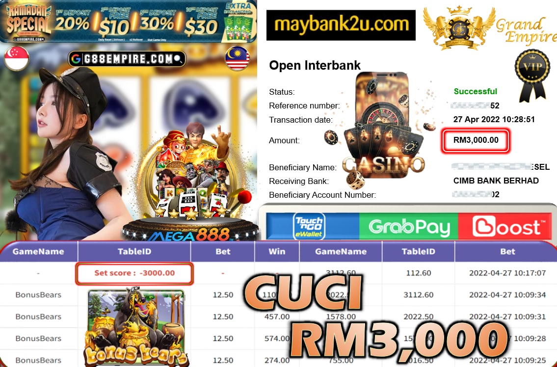 MEGA888 - BONUSBEARS CUCI RM3,000 !!!