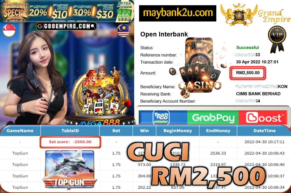 MEGA888 - TOPGUN CUCI RM2,400 !!!