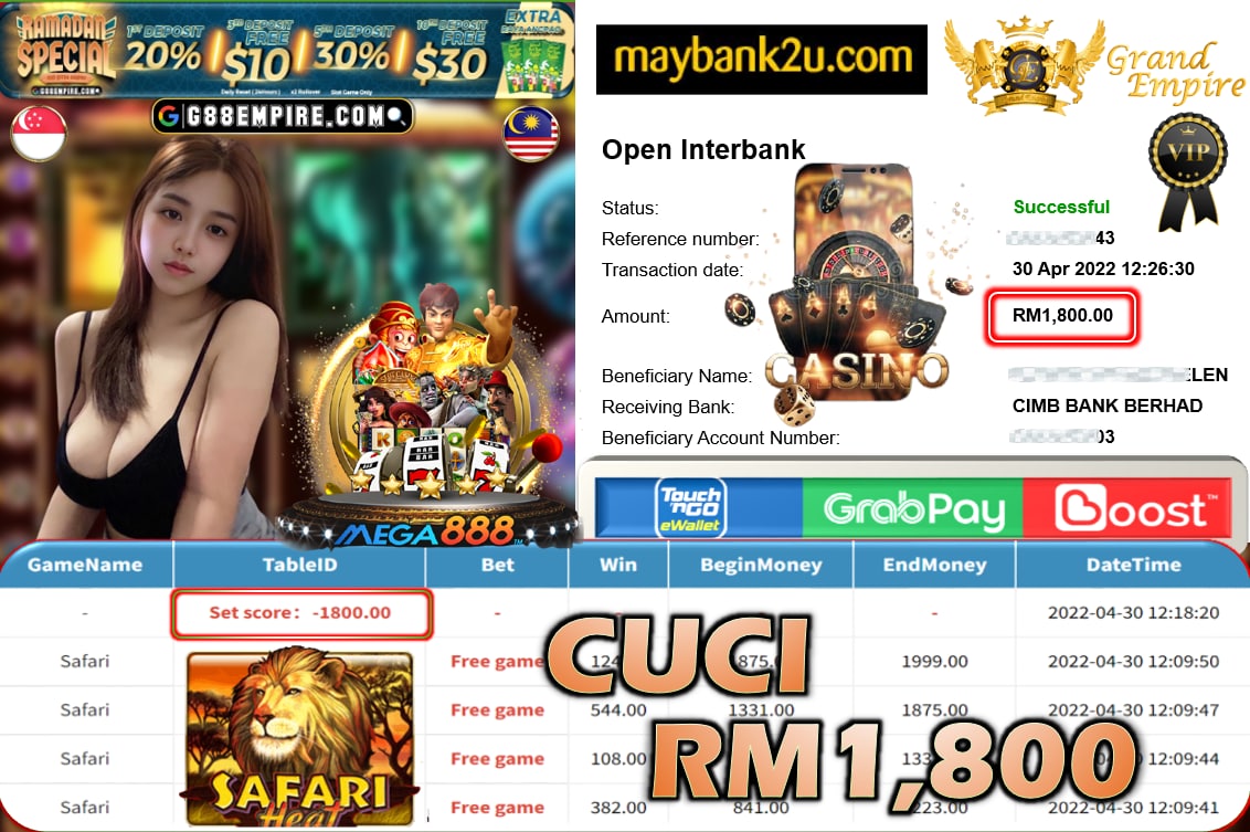 MEGA888 - SAFARI CUCI RM1,800 !!!