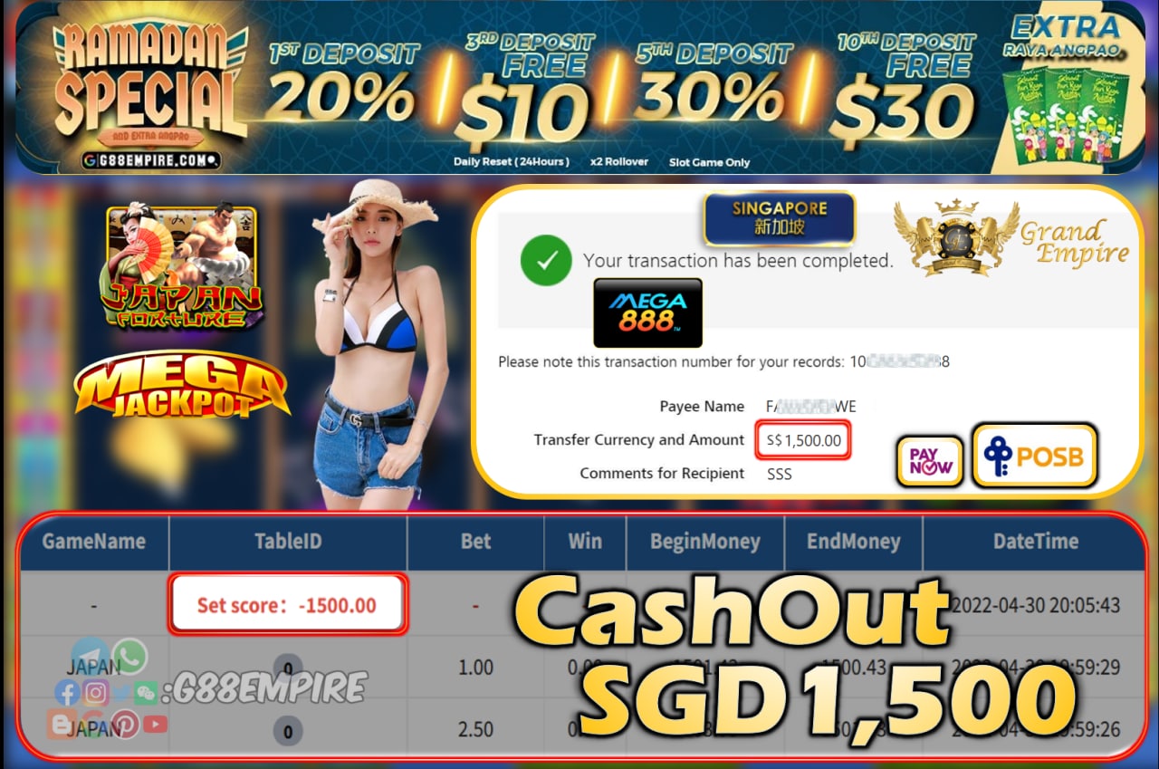 MEGA888 - JAPAN CASHOUT SGD1500!!!