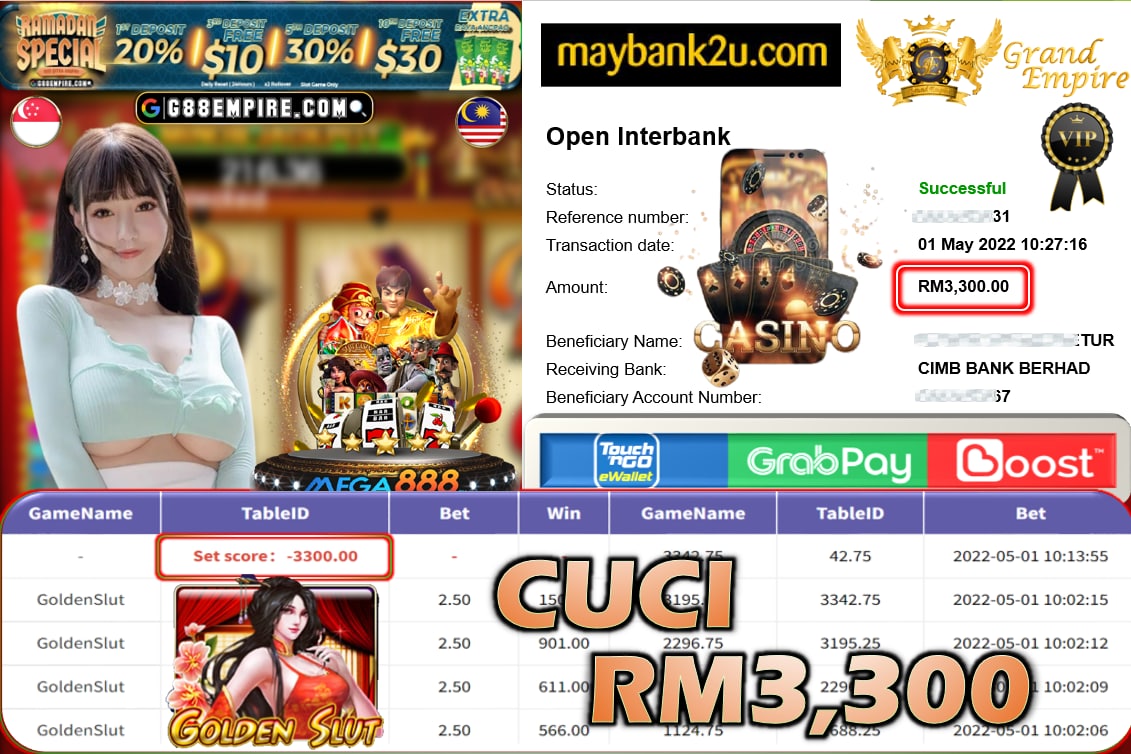 MEGA888 - GOLDENSLUT CUCI RM3,300 !!!