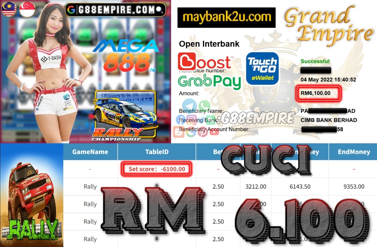 MEGA888 - RALLY - CUCI RM6.100 !!!!