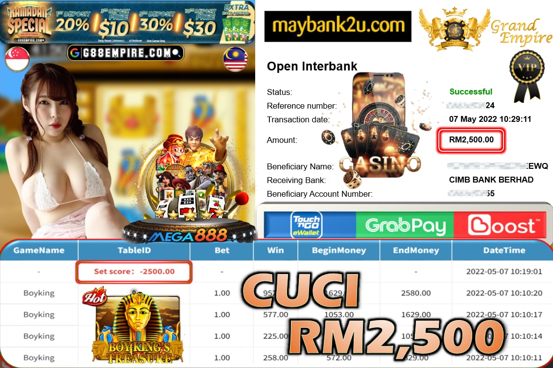 MEGA888 - BOYKING CUCI RM2,500 !!!