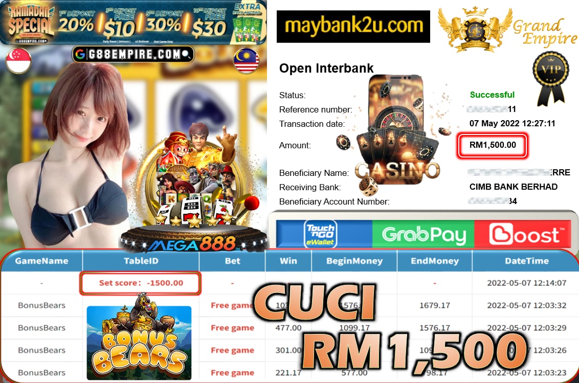 MEGA888 - BONUSBEARS CUCI RM1,500 !!!