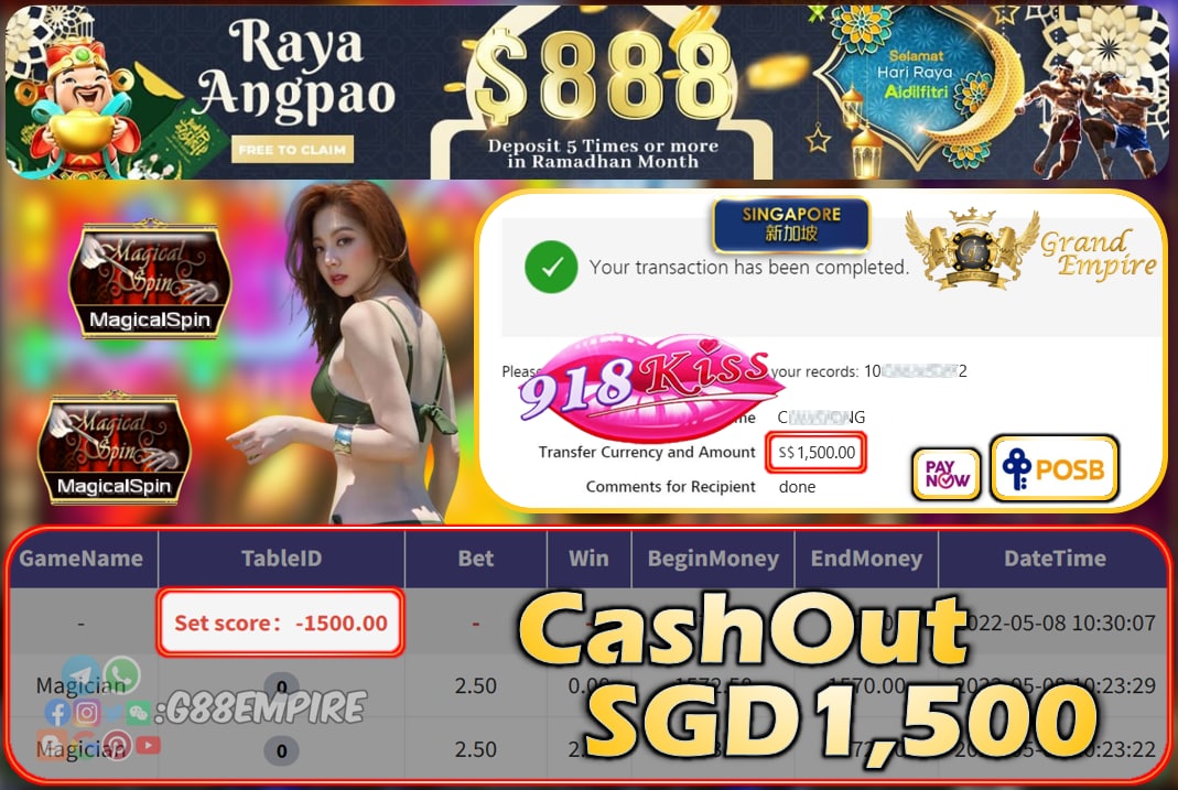 918KISS - MAGICIAN CASHOUT SGD1500 !!!