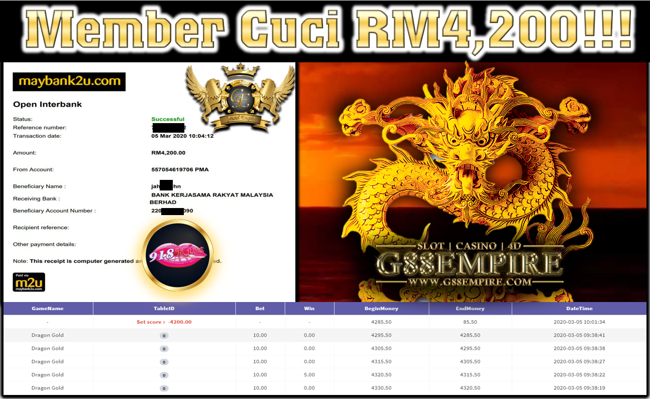 MEMBER MAIN DRAGON GOLD DPT CUCI RM4200!!!!