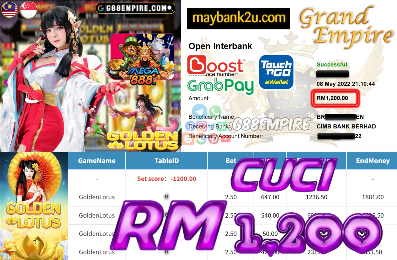 MEGA888 - GOLDENLOTUS - CUCI RM1.200 !!!!