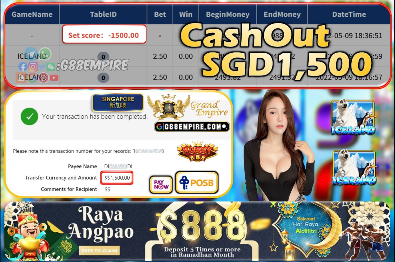 PUSSY888 - ICELAND CASHOUT SGD1500!!!