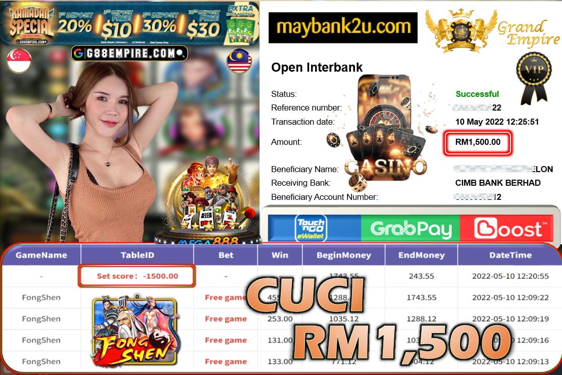 MEGA888 - FONGSHEN CUCI RM1,500 !!!