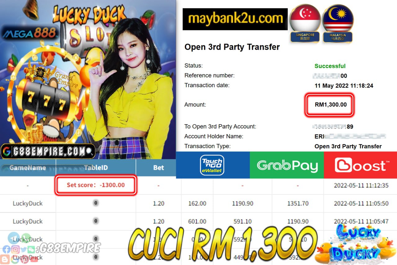 MEGA888 - LUCKYDUCK CUCI RM1,300 !!!