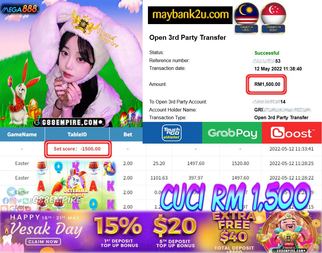 MEGA888 - EASTER CUCI RM1,500 !!!