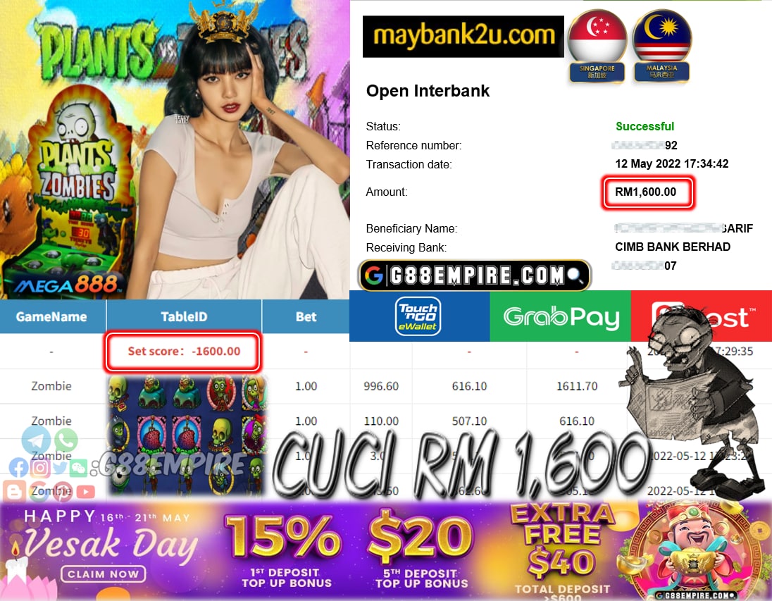 MEGA888 - ZOMBIE CUCI RM1,600 !!!