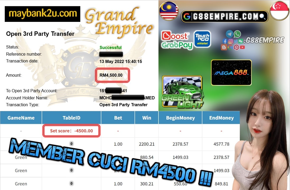 MEGA888 - GREEN CUCI RM4500 !!!