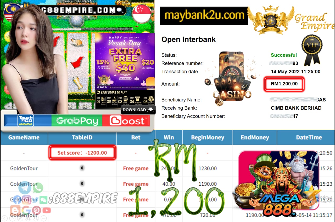 MEGA888 - GOLDENTOUR  CUCI RM1200 !!!