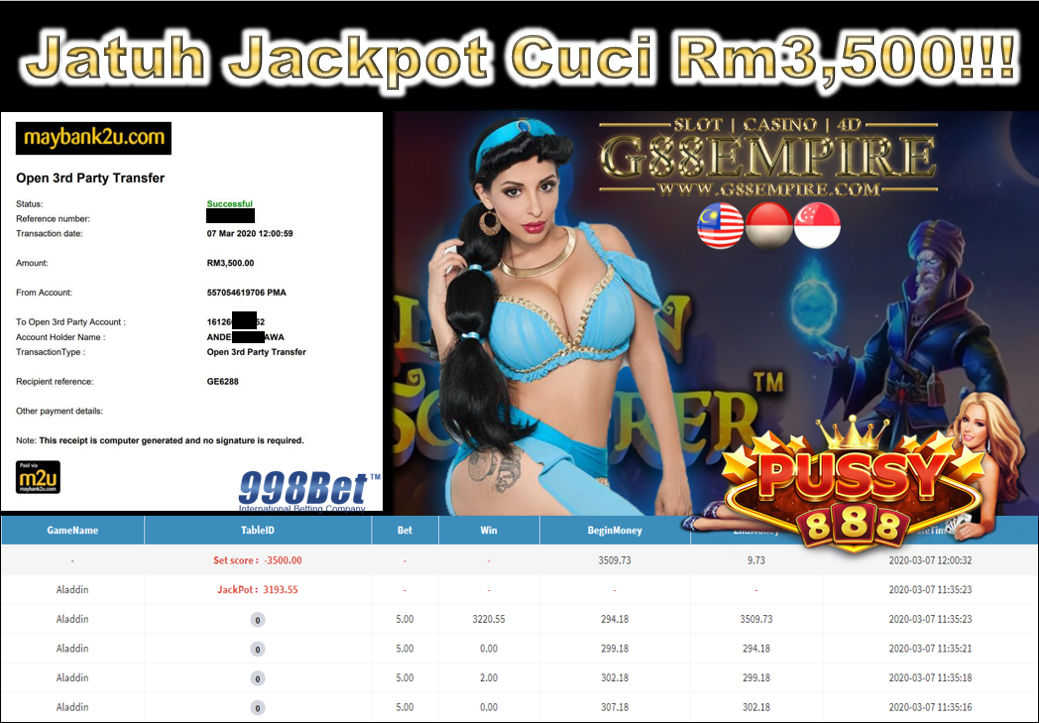 PUSSY888 JATUH JACKPOT CUCI RM3500!!!