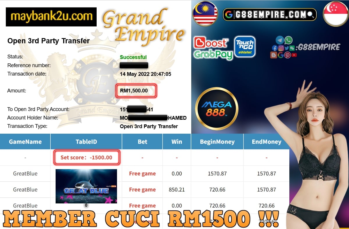 MEGA888 - GREATBLUE CUCI RM1500 !!!