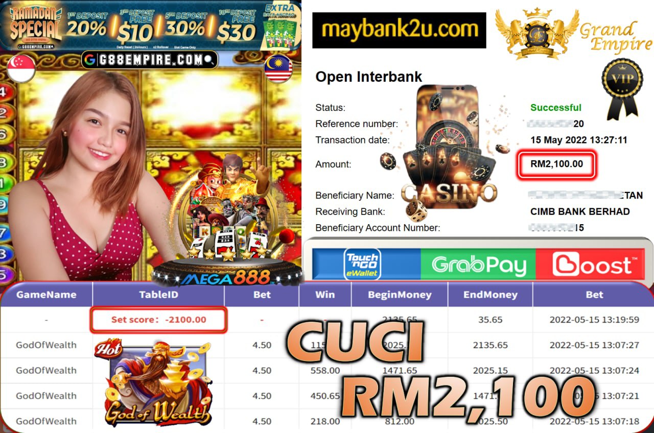 MEGA888 - GODOFWEALTH CUCI RM2,100 !!!