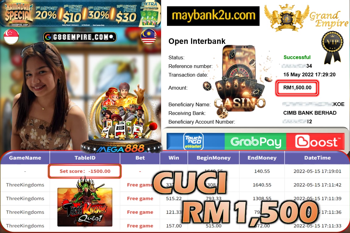 MEGA888 - THREEKINGDOMS CUCI RM1,500 !!!