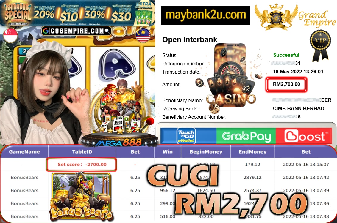 MEGA888 - BONUSBEARS CUCI RM2,700 !!!