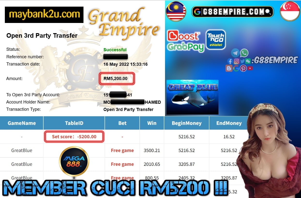 MEGA888 - GREATBLUE CUCI RM5200 !!!