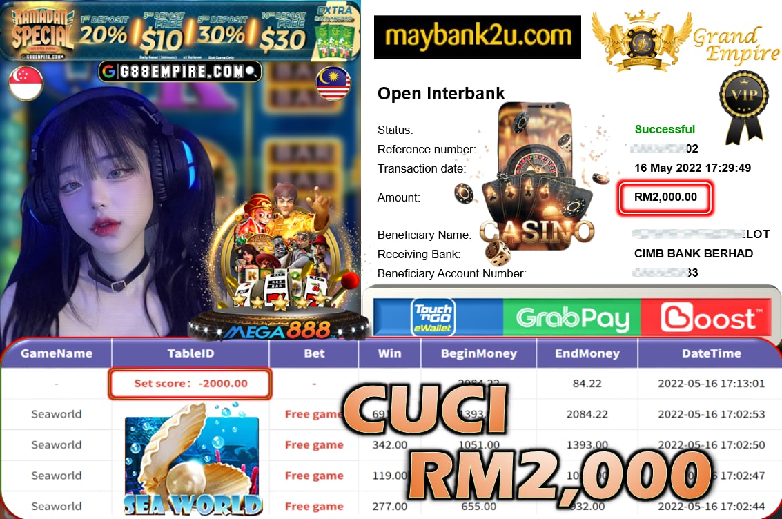 MEGA888 - SEAWORLD CUCI RM2,000 !!!