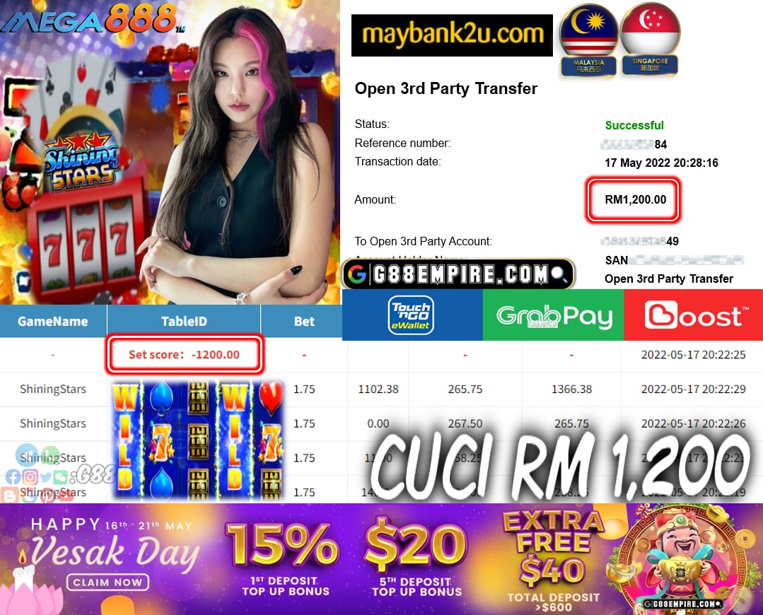 MEGA888 - SHININGSTARS - CUCI RM1,200 !!!!