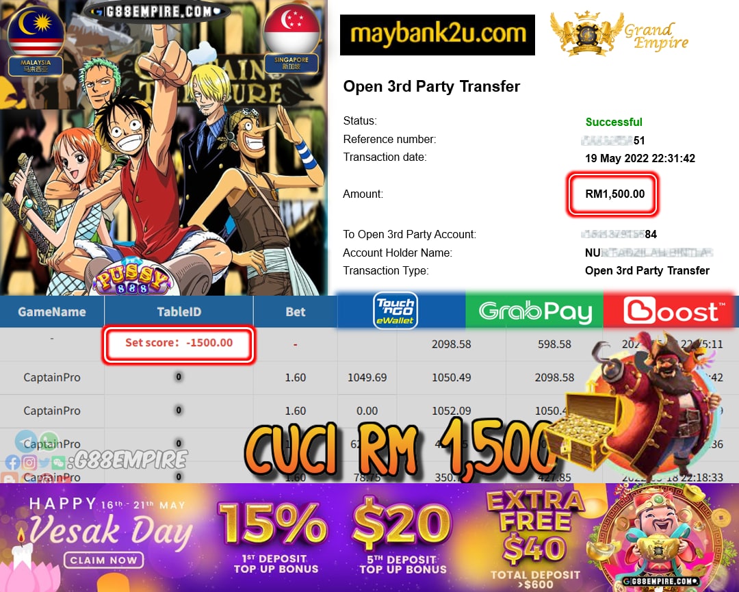 PUSSY888 - CAPTAINPRO CUCI RM1,500 !!!