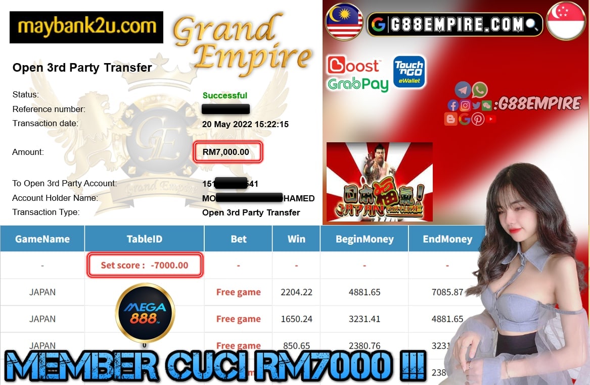 MEGA888 - JAPAN CUCI RM7000 !!!