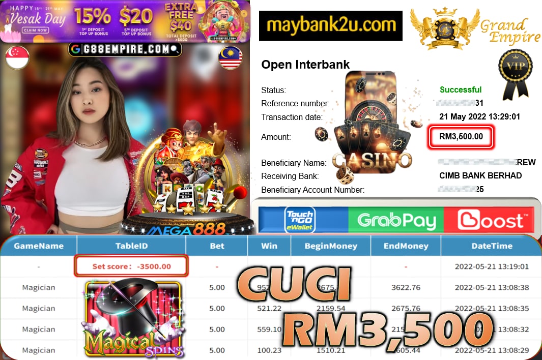 MEGA888 - MAGICIAN CUCI RM3,500 !!!