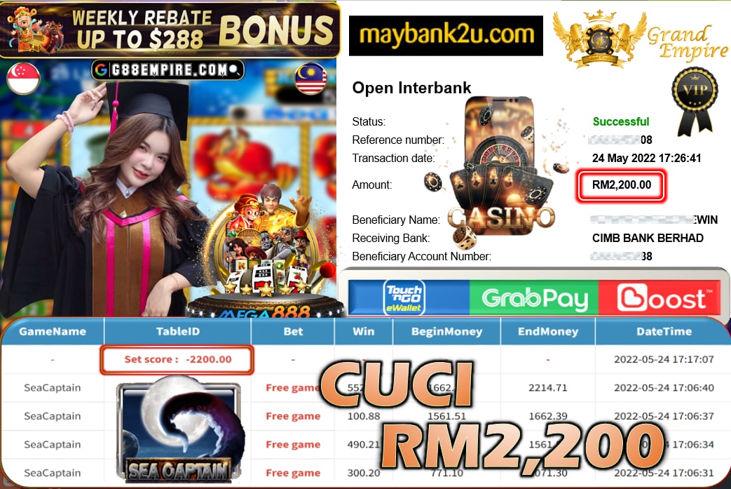 MEGA888 - SEACAPTAIN CUCI RM2,200 !!!