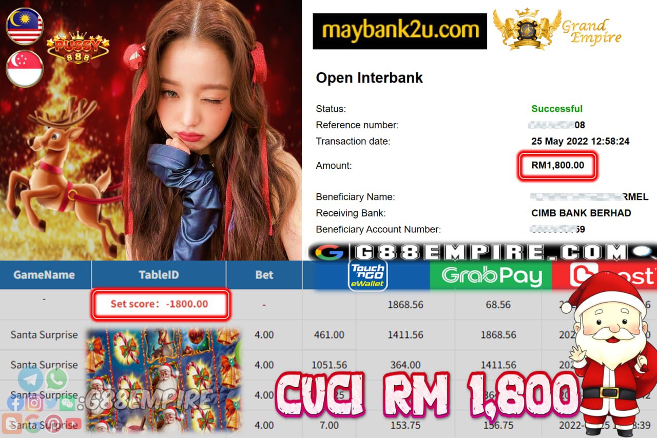 PUSSY888 - SANTA SURPRISE CUCI RM1,800 !!!