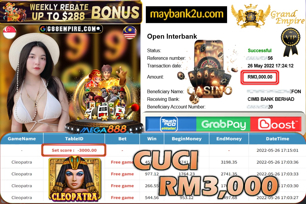 MEGA888 - CLEOPATRA CUCI RM3,000 !!!