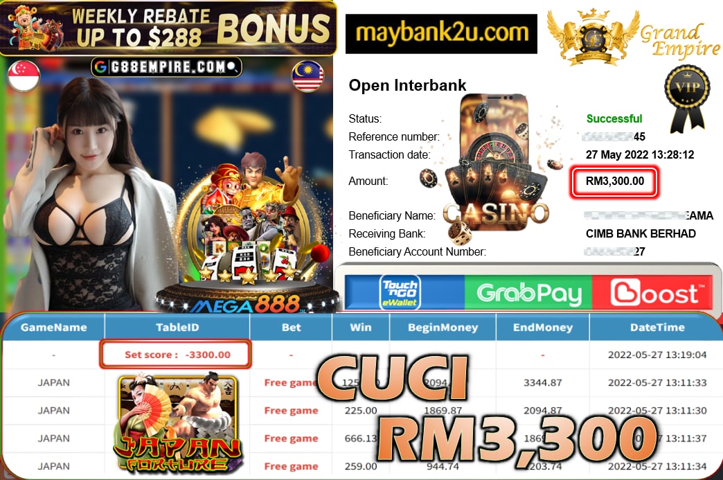 MEGA888 - JAPAN CUCI RM3,300 !!!