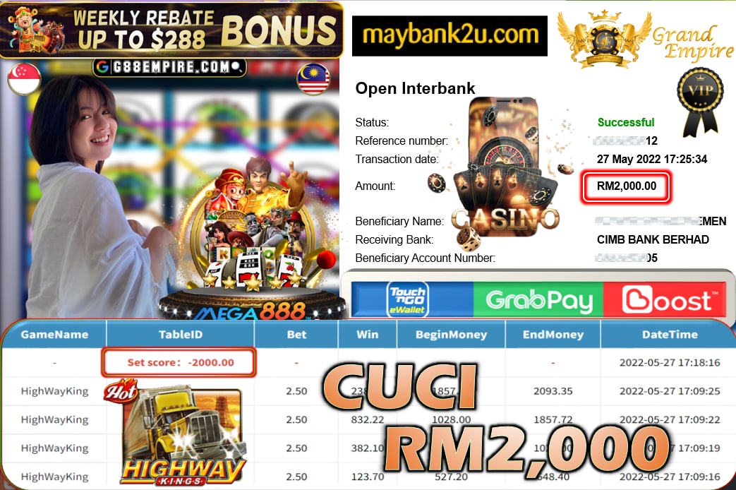 MEGA888 - HIGHWAYKING CUCI RM2,000 !!!