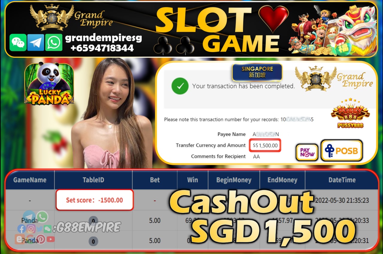 PUSSY888 - PANDA CASHOUT SGD1500!!!