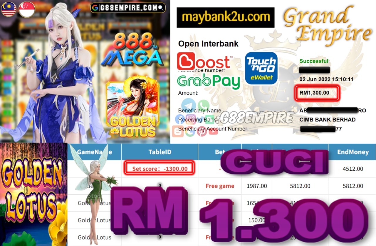 MEGA888 - GOLDENLOTUS - CUCI RM1.300 !!!!