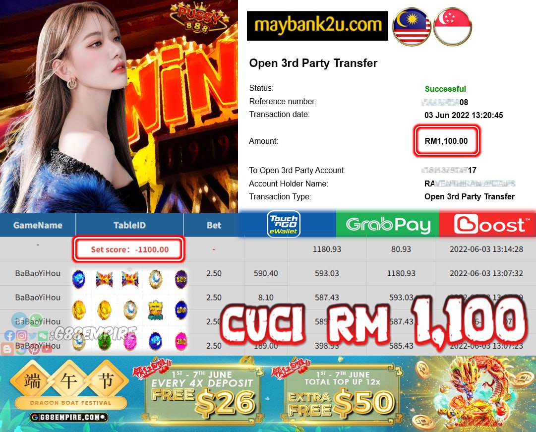 PUSSY888 - BABAOYIHOU CUCI RM1,100 !!!