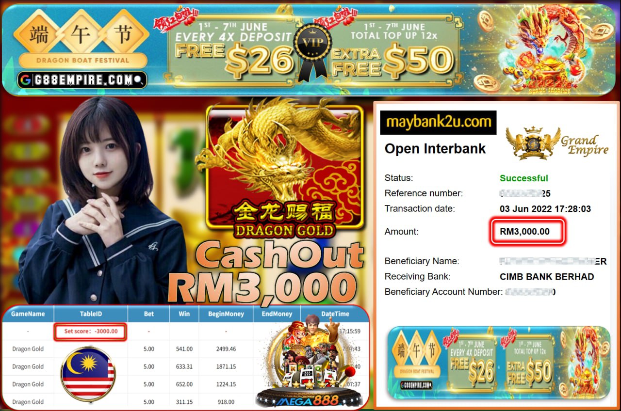 MEGA888 - DRAGONGOLD CUCI RM3,000 !!!